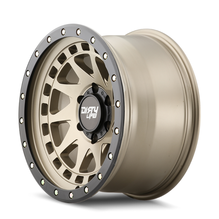 Dirty Life 9311 Enigma Pro 17x9/5x127 BP/-12mm Offset/71.5mm Hub Satin Gold Wheel - Beadlock