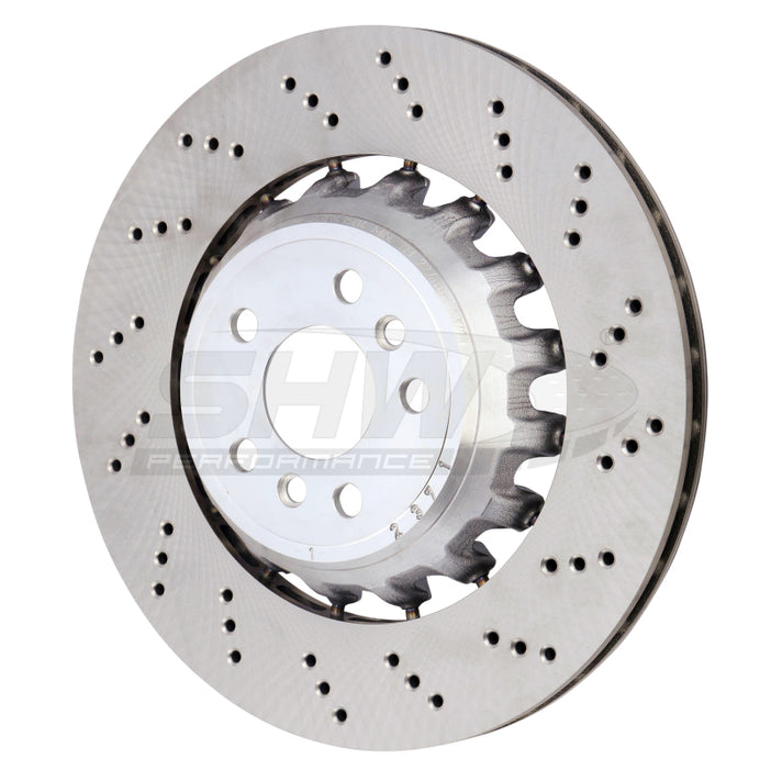 SHW 2020+ BMW X3 M 3.0L Right Rear Cross-Drilled Lightweight Brake Rotor (34118054828)